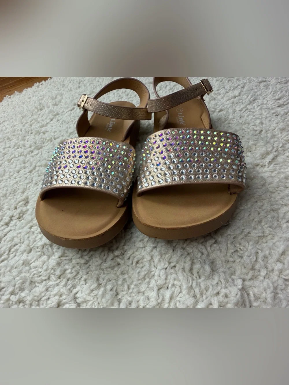 Crystal Embellished Girls' Sandals Sz 3